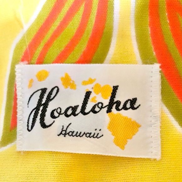 Vintage 50s/60s Hoaloha Hawaiian Barkcloth Yellow Floral Maxi Tiki Dress XS/S - Picture 4 of 14